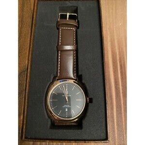 Austin Jageur Bourbon Brown Leather Black Face Men’s Watch  New Battery